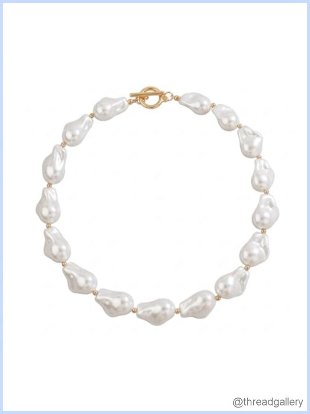 Baroque Pearl Choker Necklace Toggle Clasp Chunky Women's Fashion Jewelry